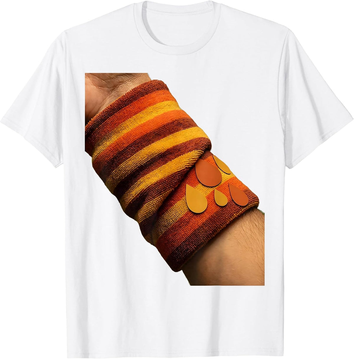 Tennis Wristband Sweat Closeup Graphic Tee T-Shirt - White