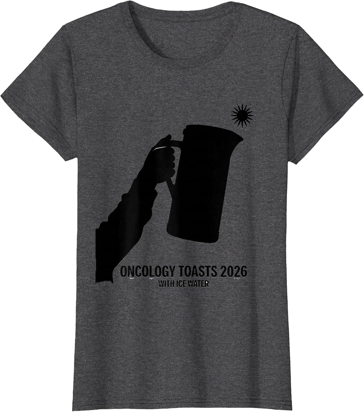 Women's Oncology Toasts 2026 With Ice Water Festive Nurse New Year T-Shirt - Dark Heather Grey
