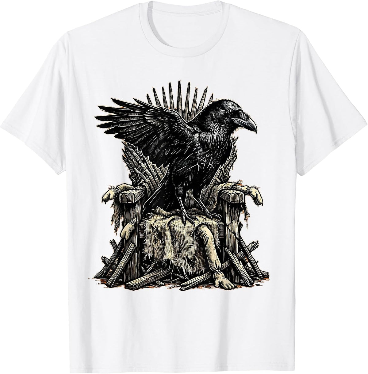 Men's Crow King Throne of Broken Scarecrows T-Shirt - White