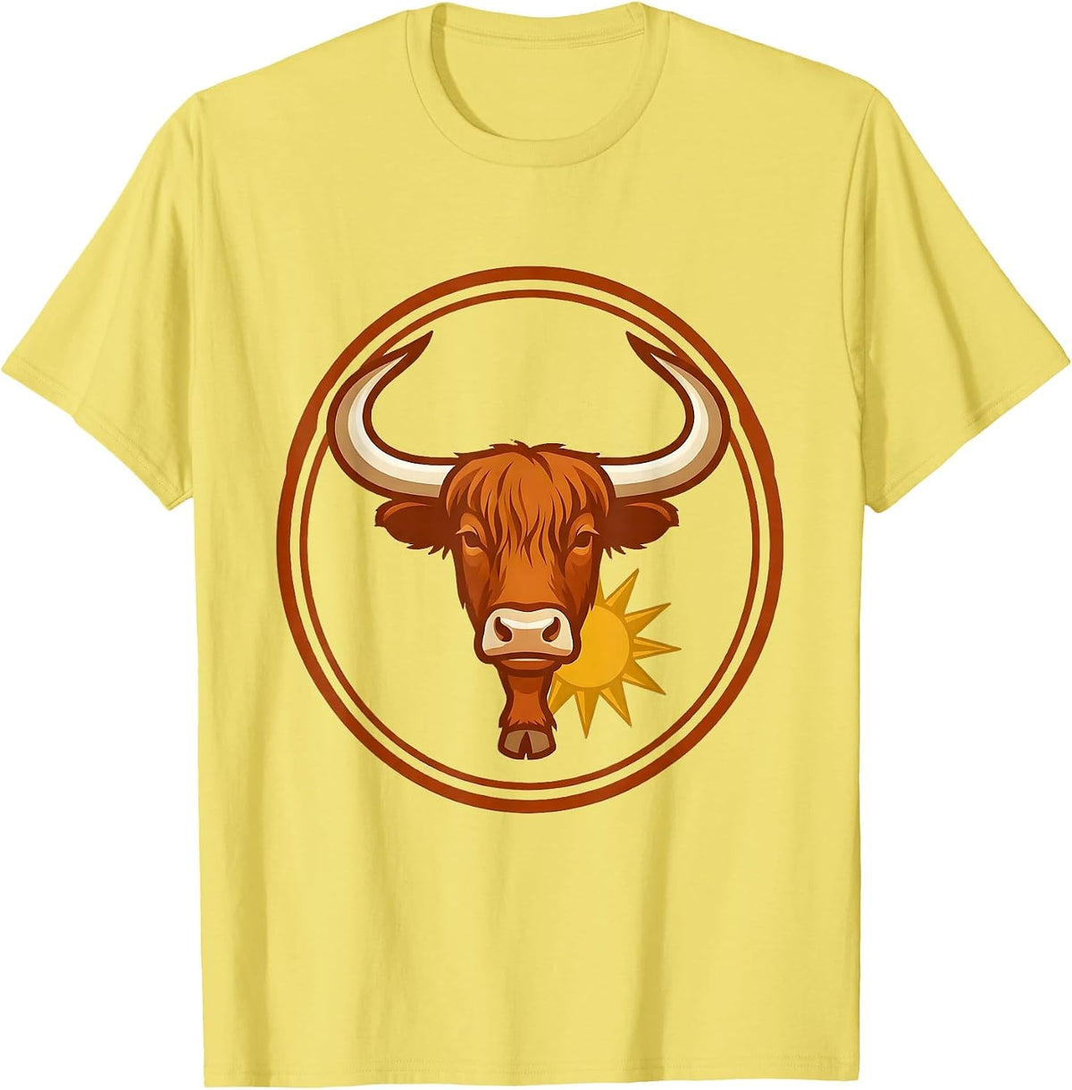 Men's Highland Cow Seal Editorial Conceptual Novelty Humor T-Shirt - Lemon Yellow