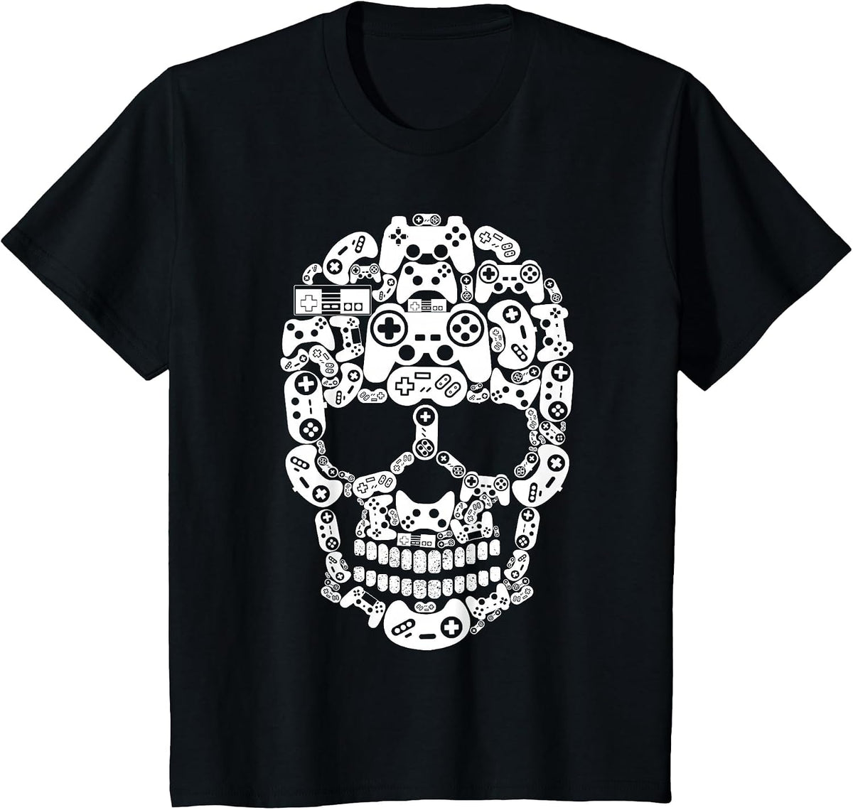Halloween Skeleton Skull Gamer Boys Men Controller Gaming T-Shirt - Black