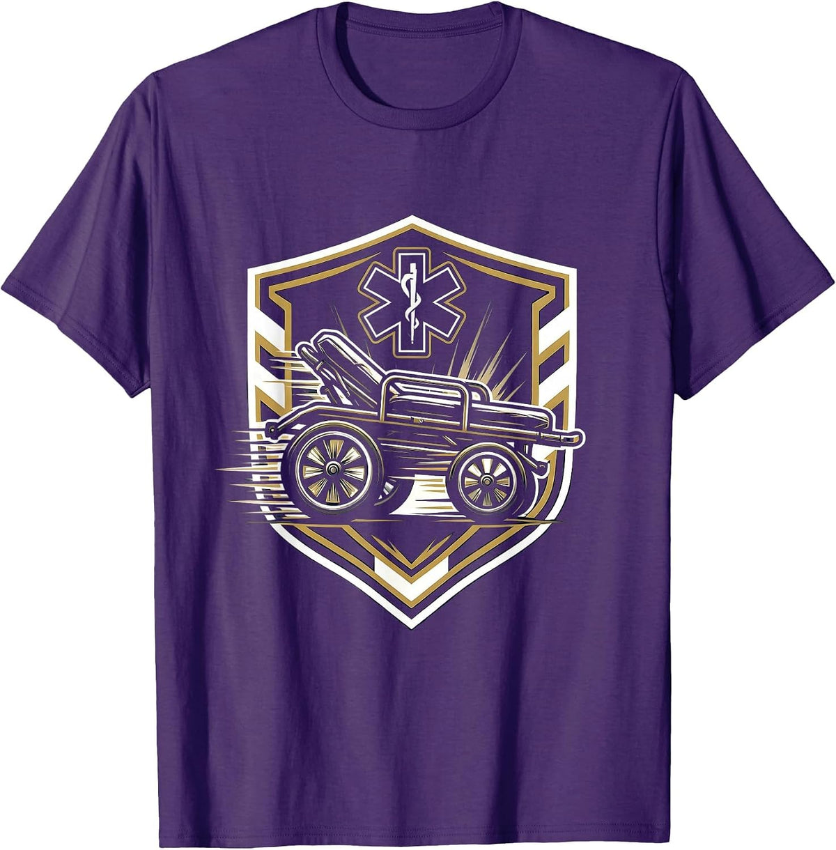 Men's EMT Gurney Rush Hospital Corridor Graphic T-Shirt - Purple