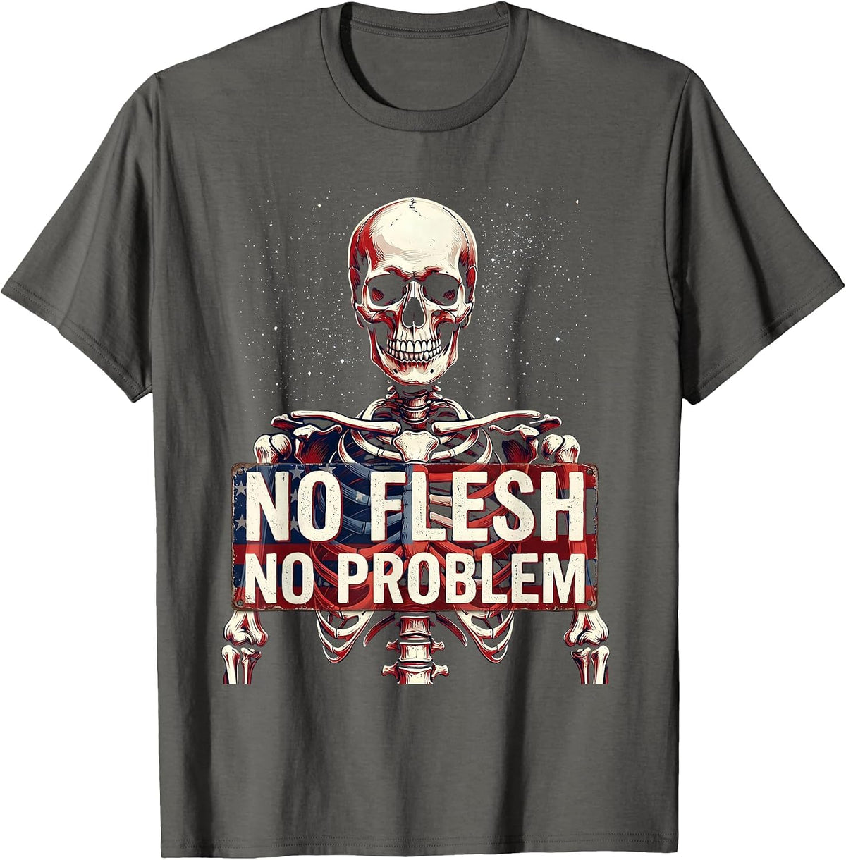No Flesh No Problem Vegan Lifestyle Design T-Shirt - Asphalt Grey