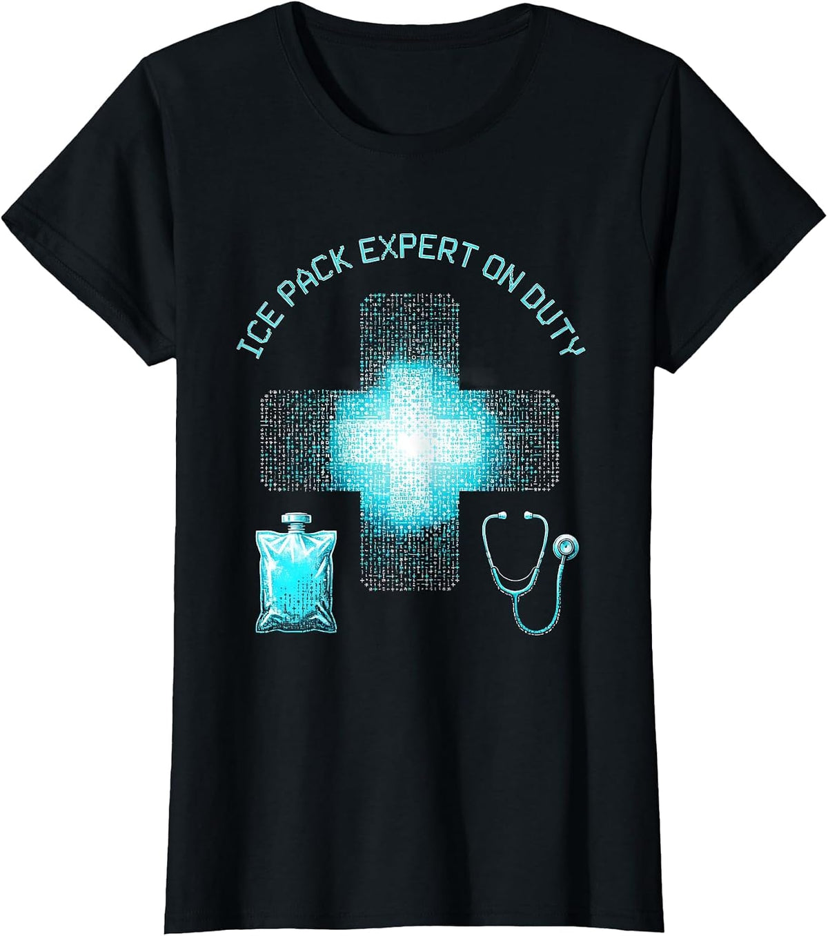Ice Pack Expert On Duty School Nurse Design T-Shirt - Black