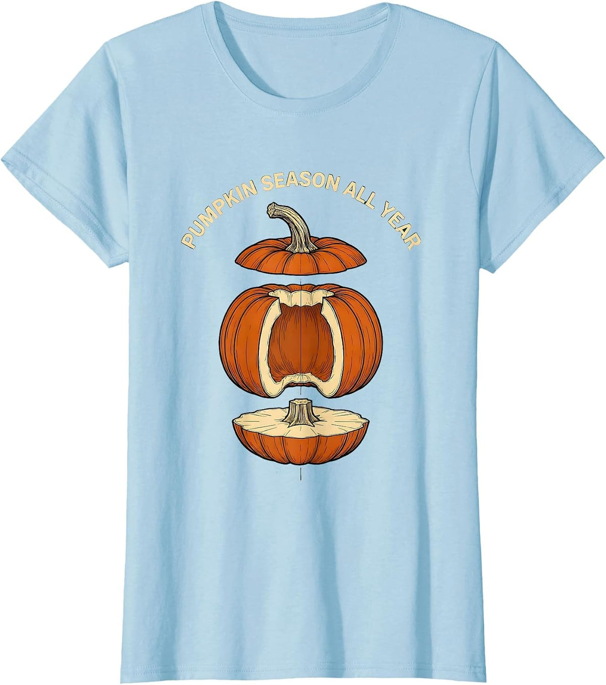 Pumpkin Season All Year Autumn Lover Design T-Shirt - Baby Blue
