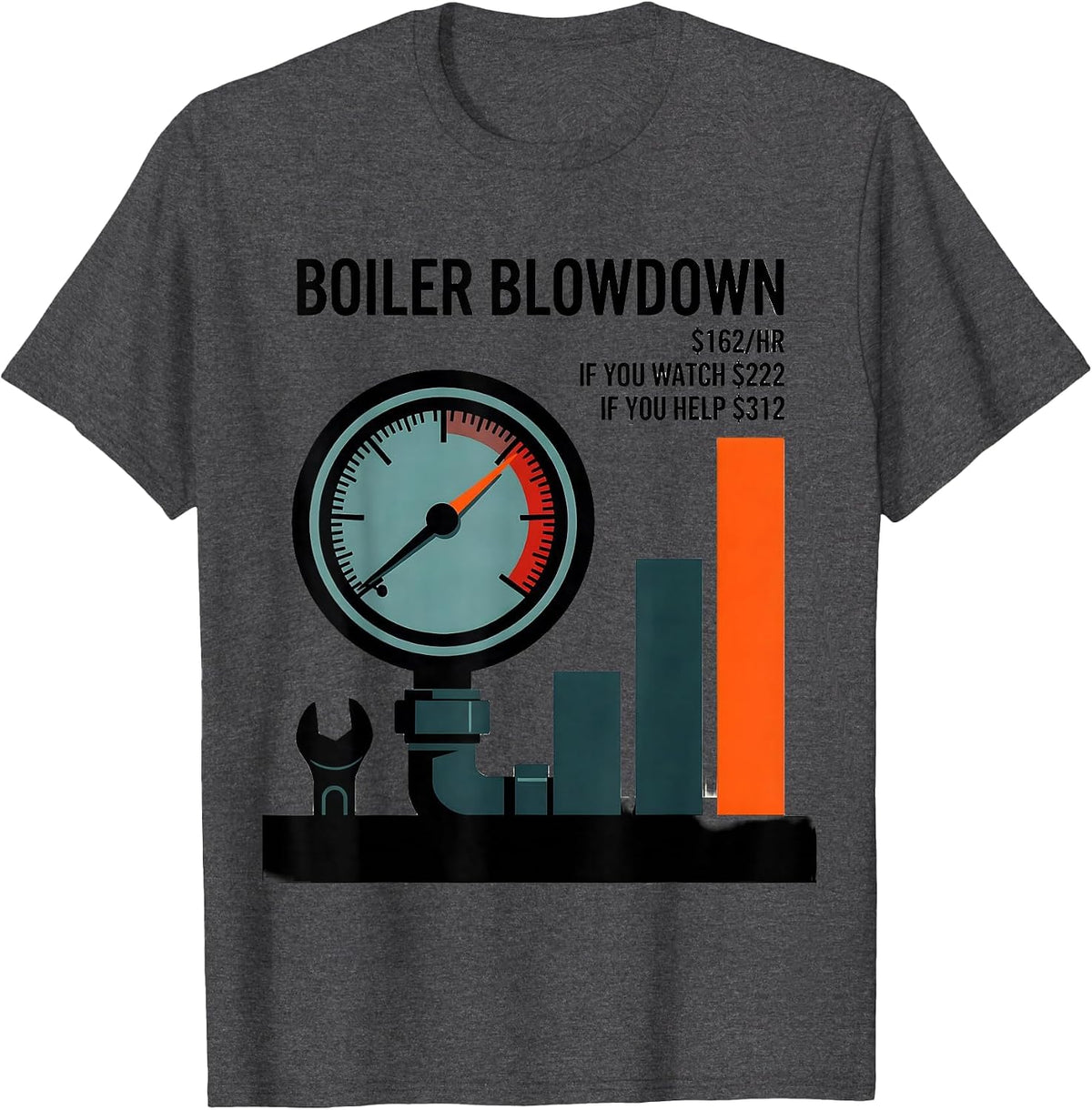 Boiler Blowdown Funny Plumber Hourly Rate Trade Humor T-Shirt - Dark Heather Grey