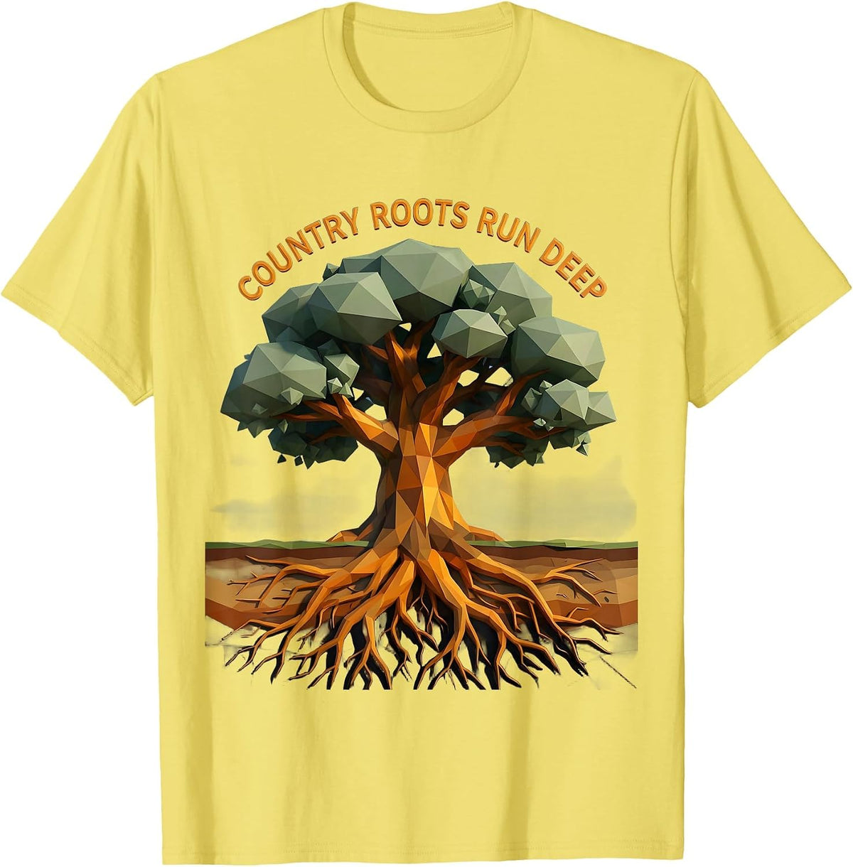 Men's Country Roots Run Deep Patriotic Pride Design T-Shirt - Lemon Yellow
