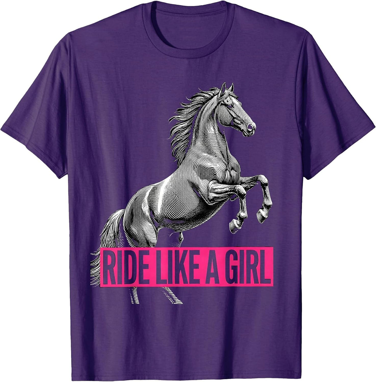 Ride Like a Girl Horse Lover Equestrian Design T-Shirt - Purple