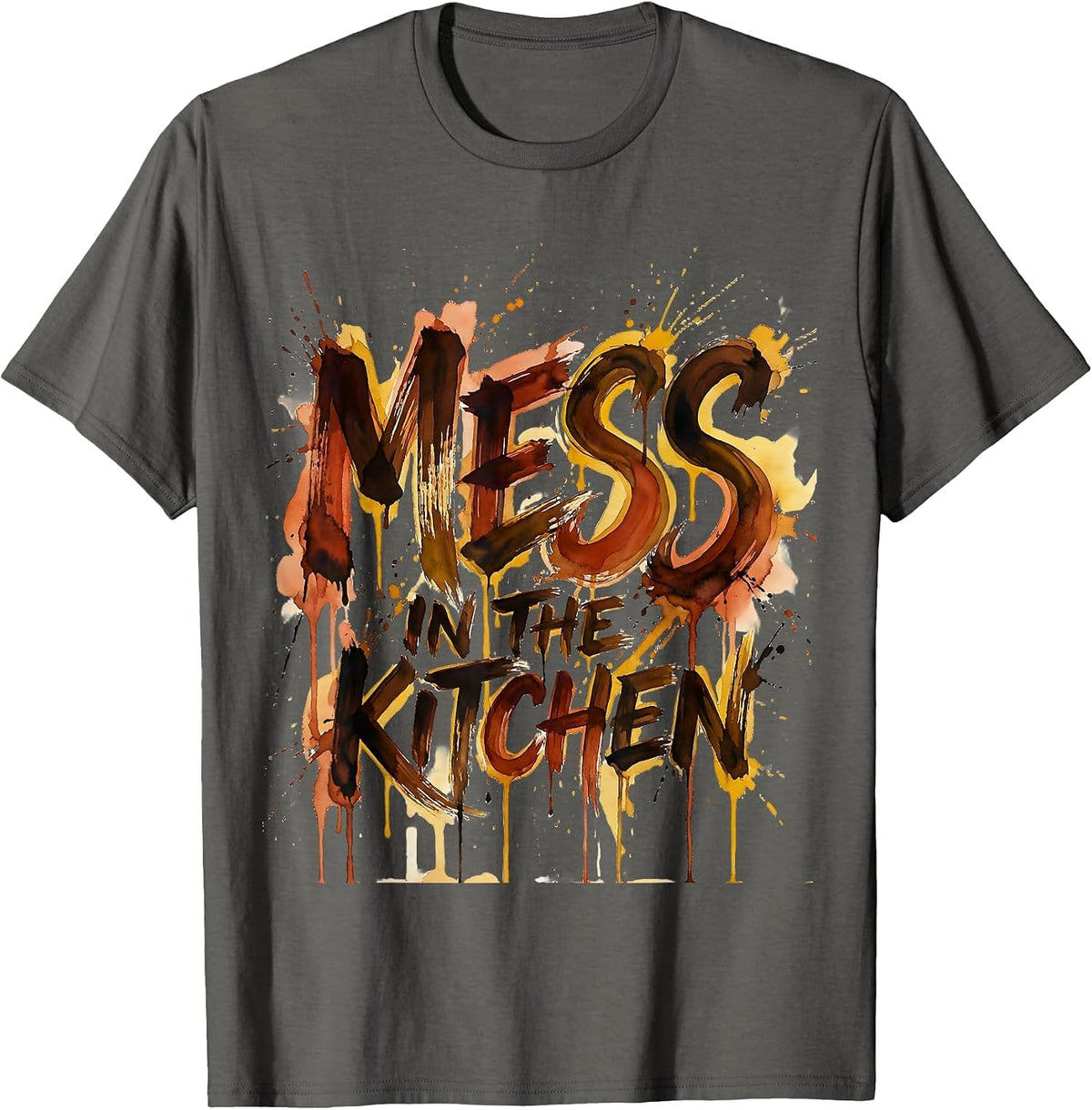 Men's Mess in the Kitchen Chef Cooking Design T-Shirt - Asphalt Grey