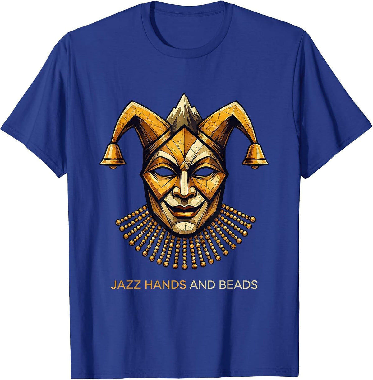 Jazz Hands and Beads Mardi Gras Celebration Design T-Shirt - Royal Blue