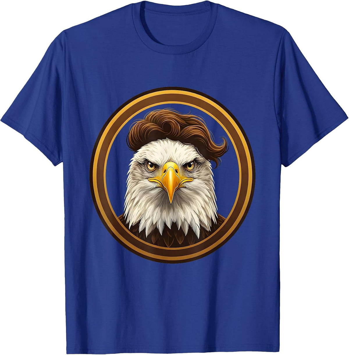Men's Funny Bald Eagle Toupee Patriotic Humor Graphic T-Shirt - Royal Blue