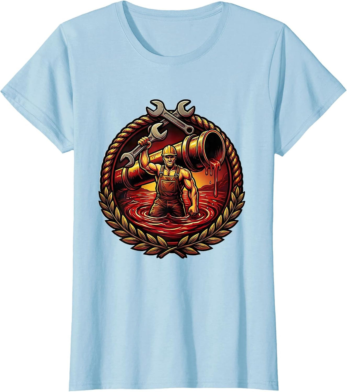 Bloody Plumber Problem Solved Graphic Design T-Shirt - Baby Blue