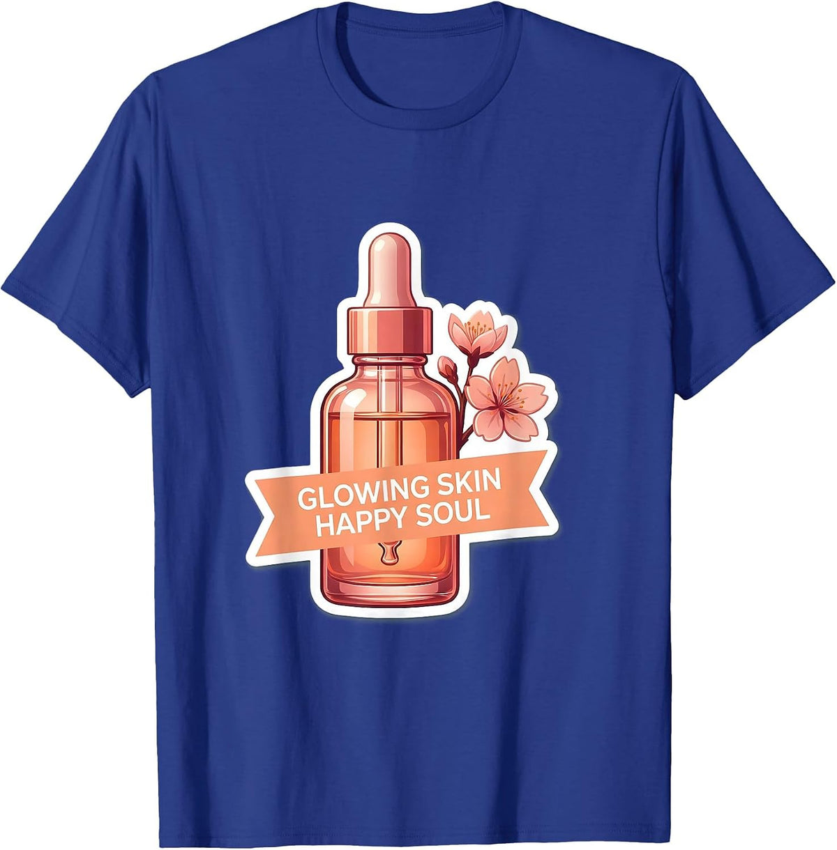 Glowing Skin Happy Soul K-Beauty Design T-Shirt - Royal Blue