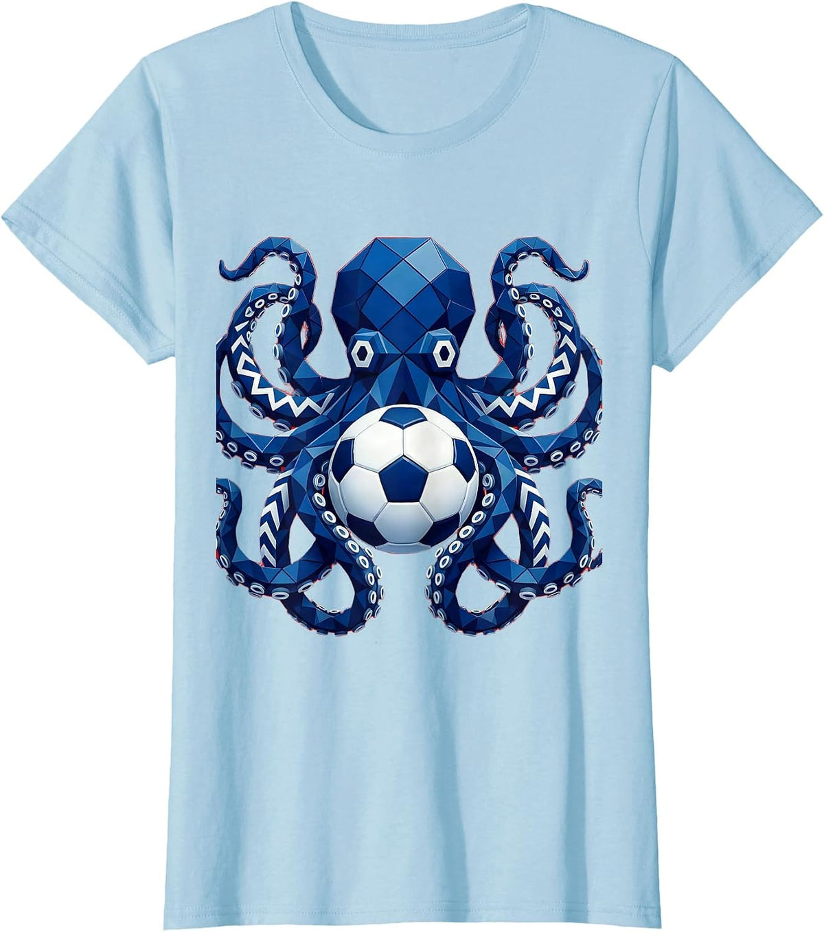 Octopus Soccer Ball Underwater Graphic T-Shirt - Baby Blue