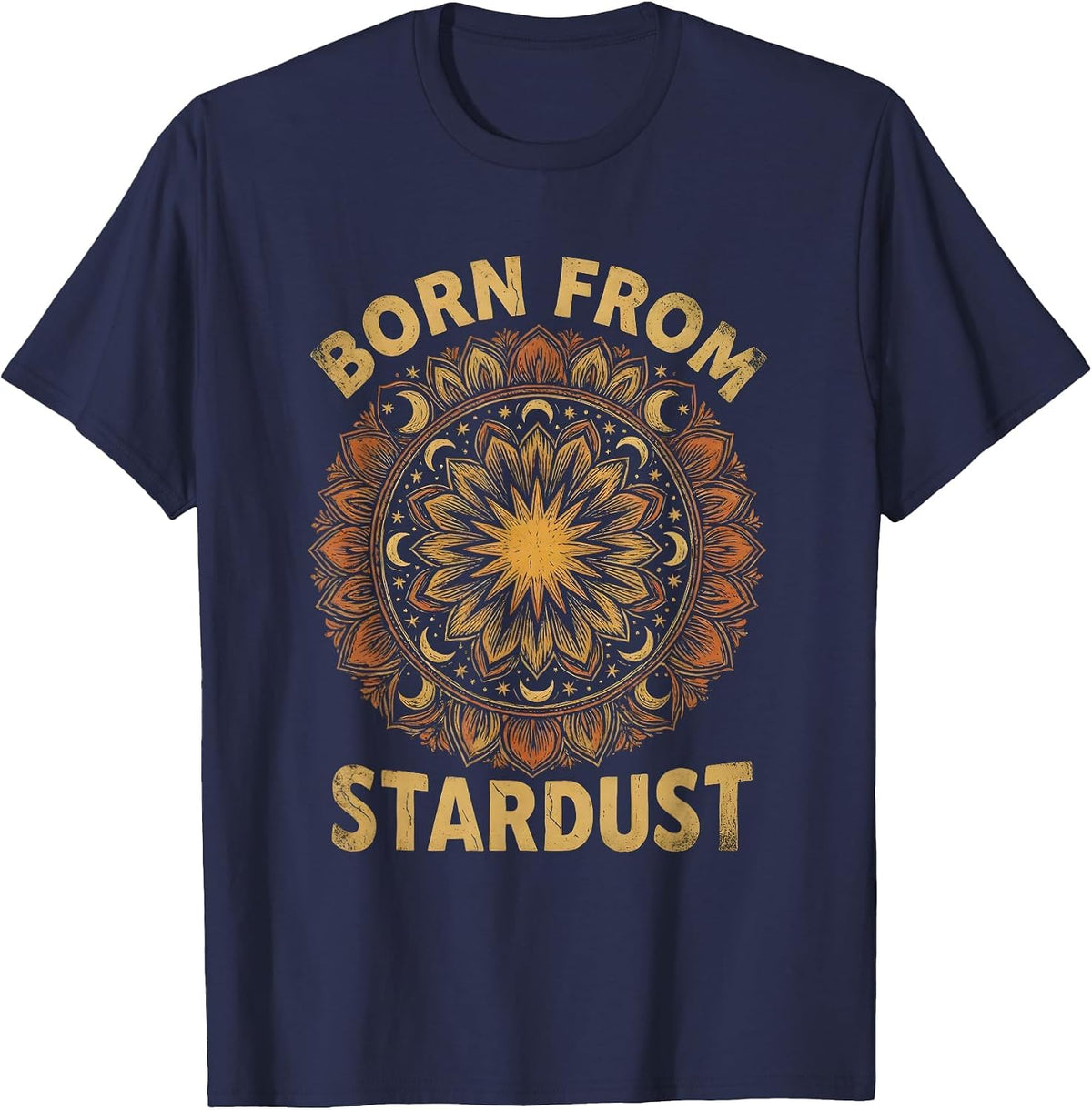 Born from Stardust Galaxy Space Design T-Shirt - Navy Blue