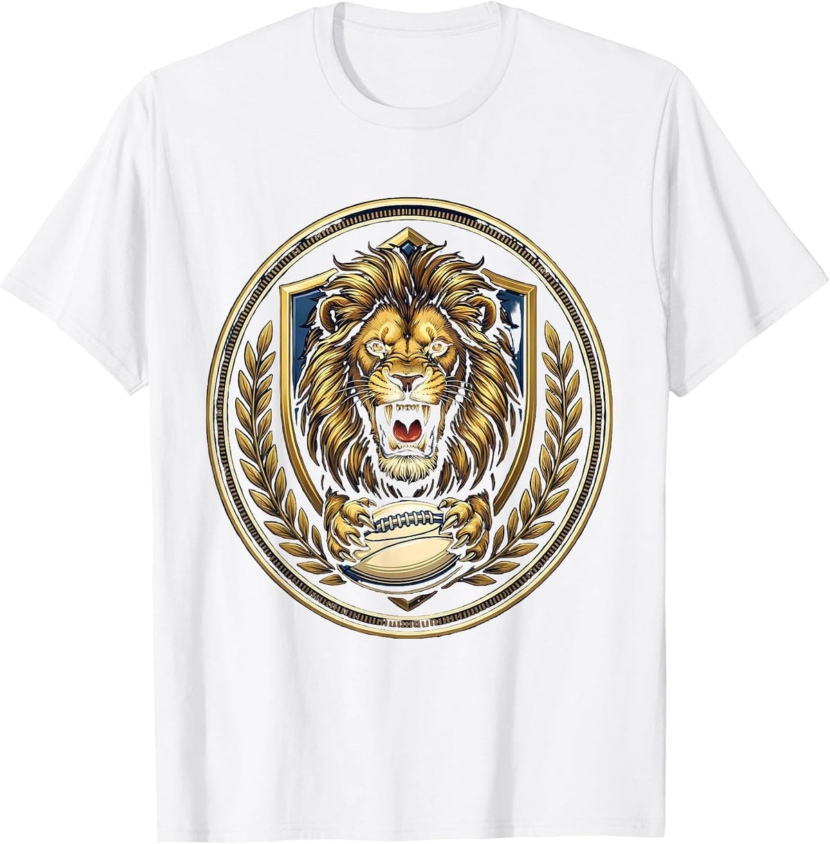 Men's Roaring Lion Rugby Ball Graphic T-Shirt - White