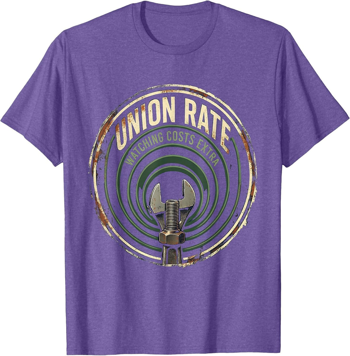 Men's Union Rate: Watching Costs Extra Funny Plumber Dad Gift T-Shirt - Purple Heather