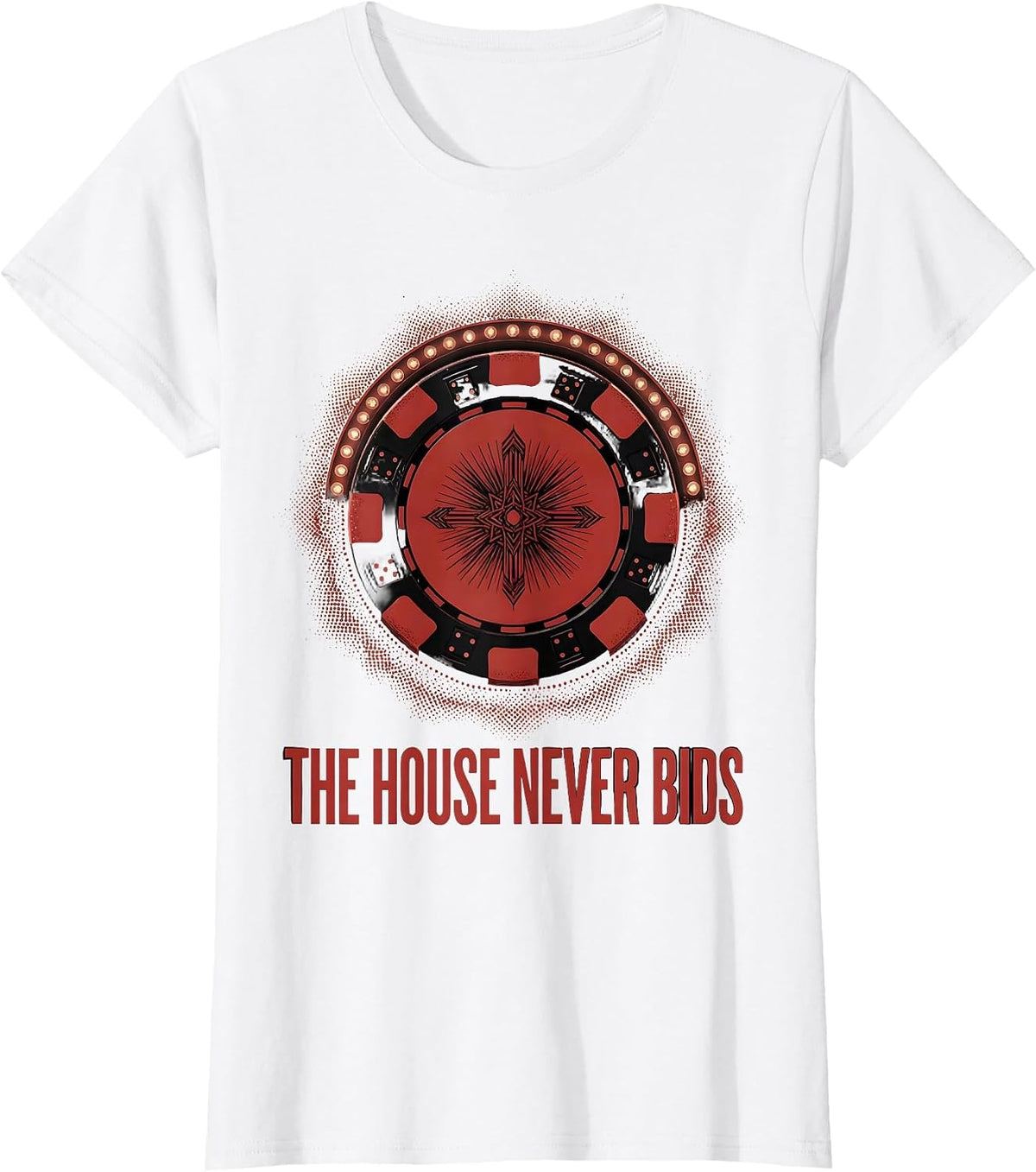 The House Never Bids Vintage Vegas Casino Souvenir T-Shirt - White