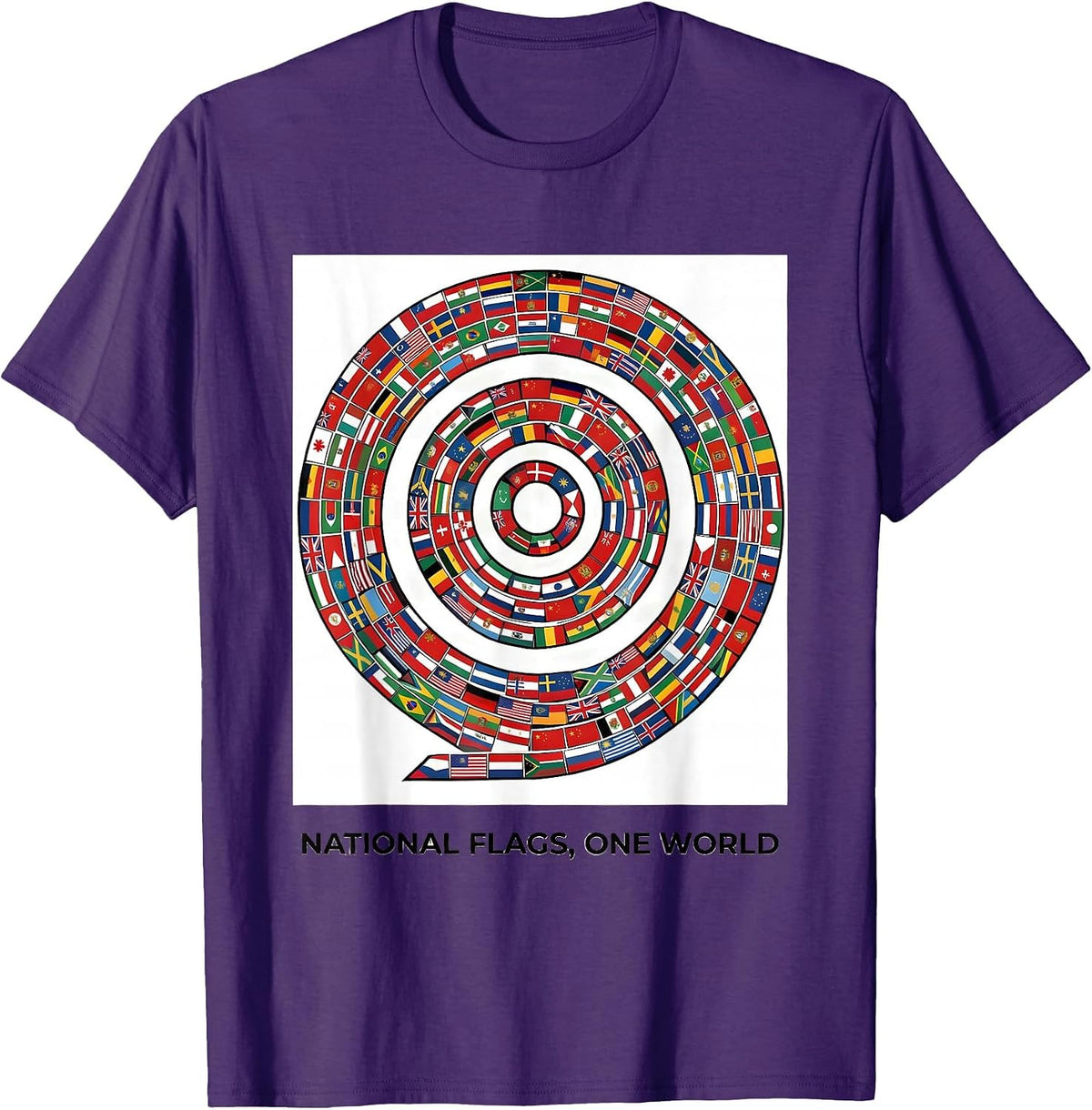 National Flags One World Geography Enthusiast World Traveler T-Shirt - Purple