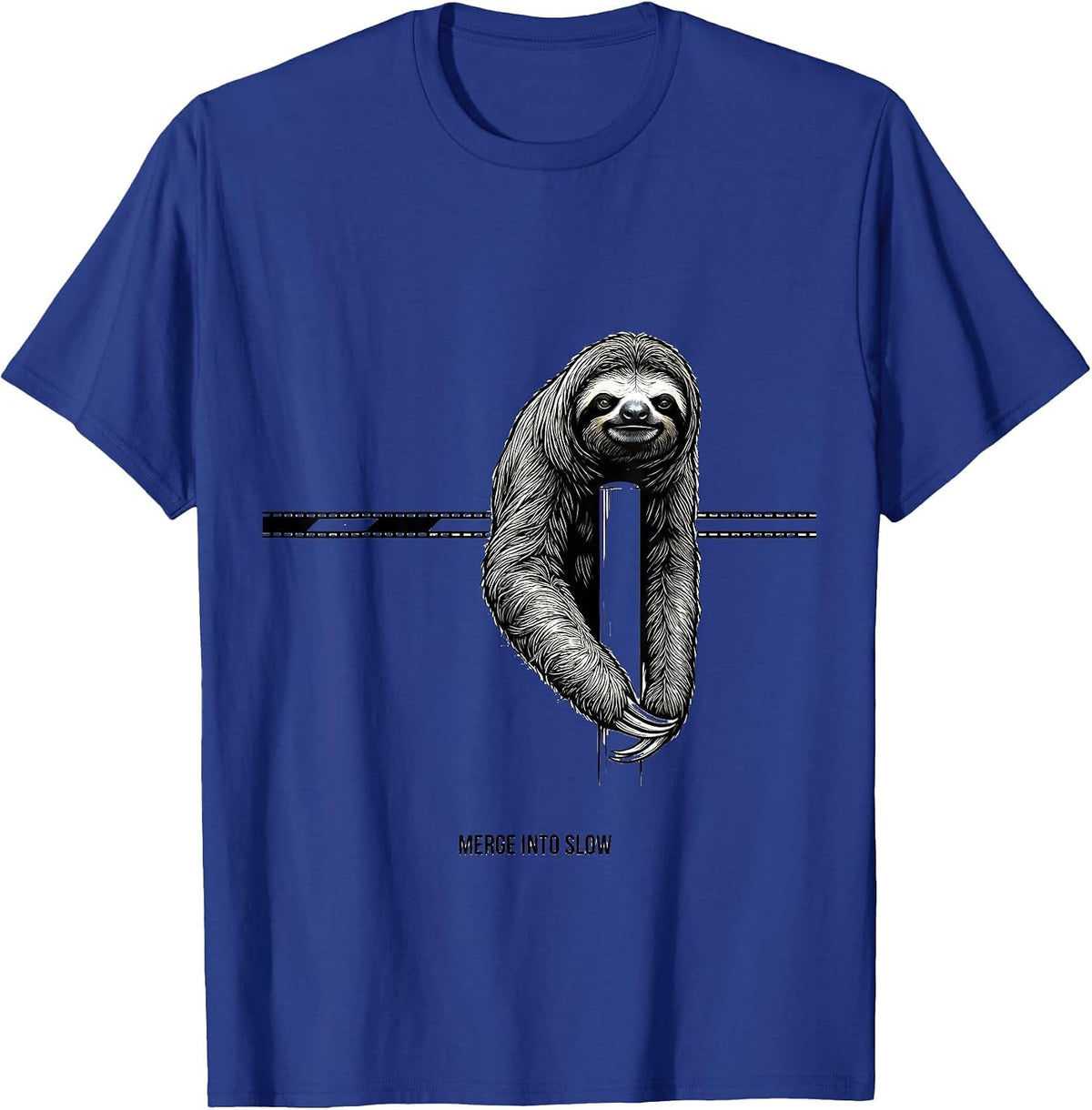 Men's Merge Into Slow Funny Sloth Lover Novelty Humor T-Shirt - Royal Blue