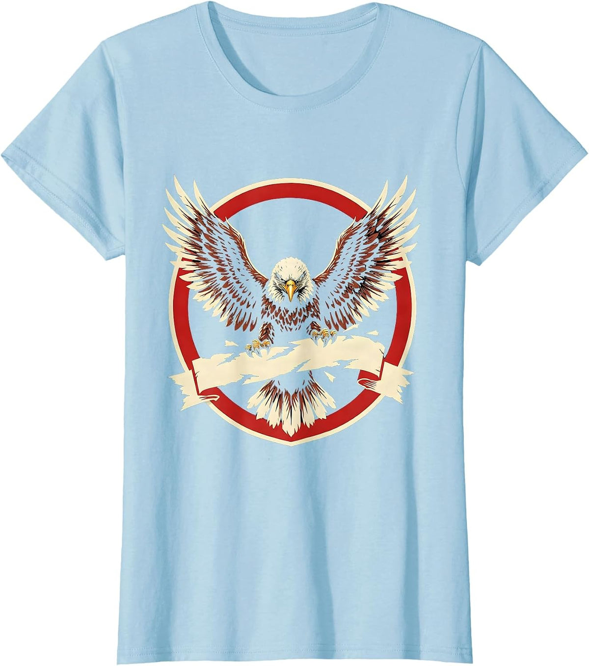 Bald Eagle Shredding Red Tape Patriotic Design T-Shirt - Baby Blue