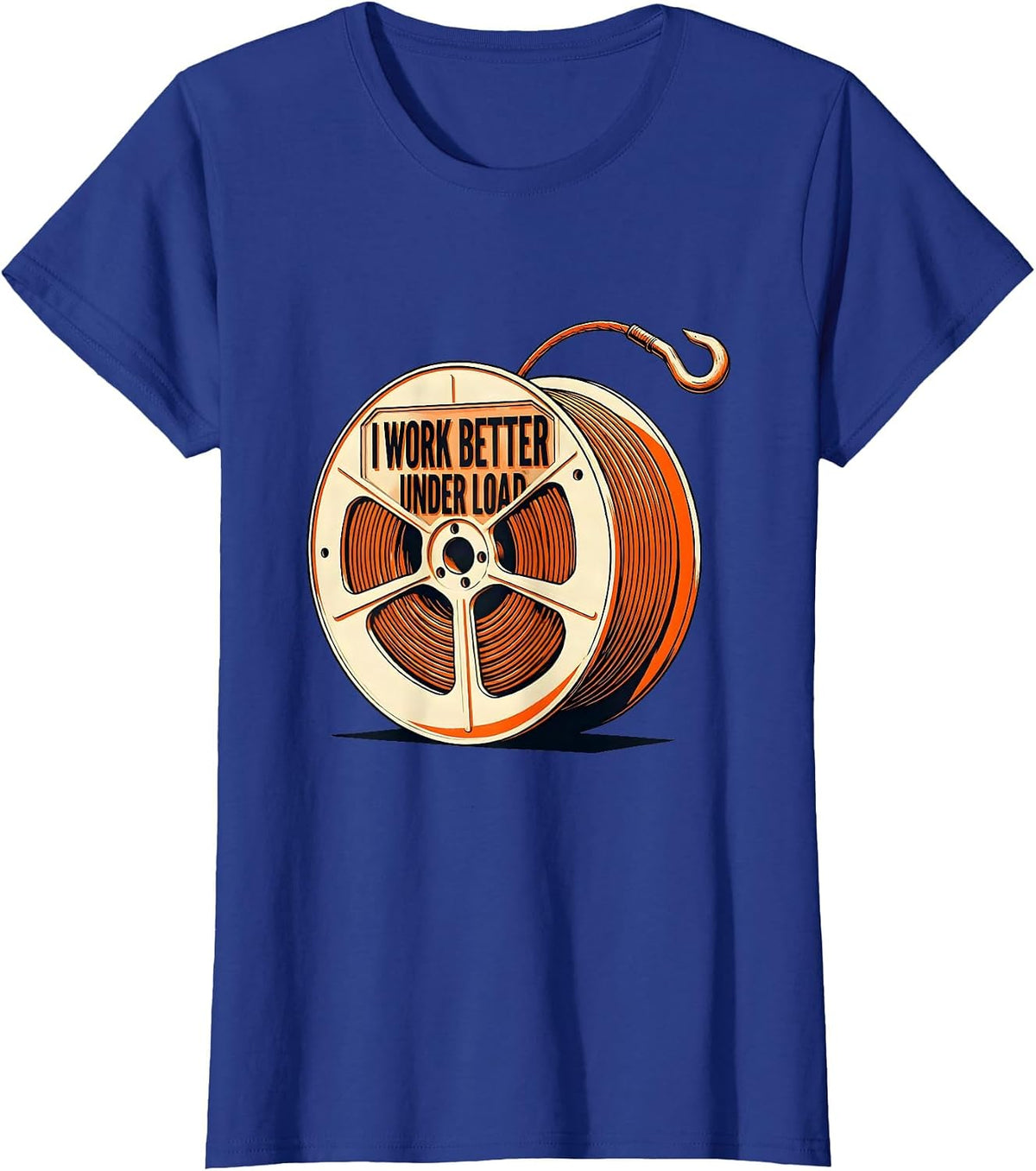 Women's I Work Better Under Load Funny Electrician Lineman Skeleton T-Shirt - Royal Blue