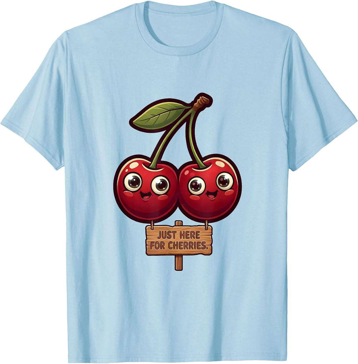 Men's Just Here For Cherries Fruit Lover Design T-Shirt - Baby Blue