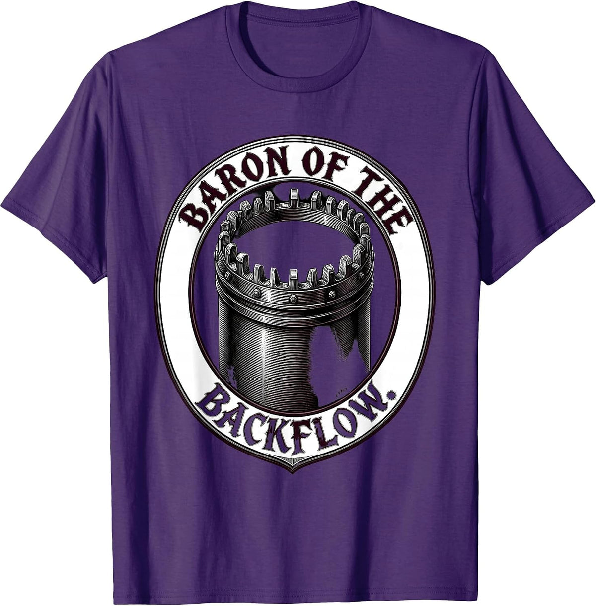 Men's Baron Of The Backflow Gothic Funny Plumber Pipefitter Gift T-Shirt - Purple
