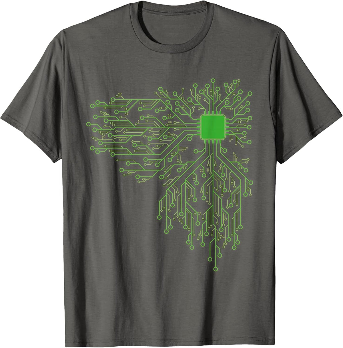 Computer Chip CPU Core Heart - Funny Computer Geek T-Shirt - Asphalt Grey