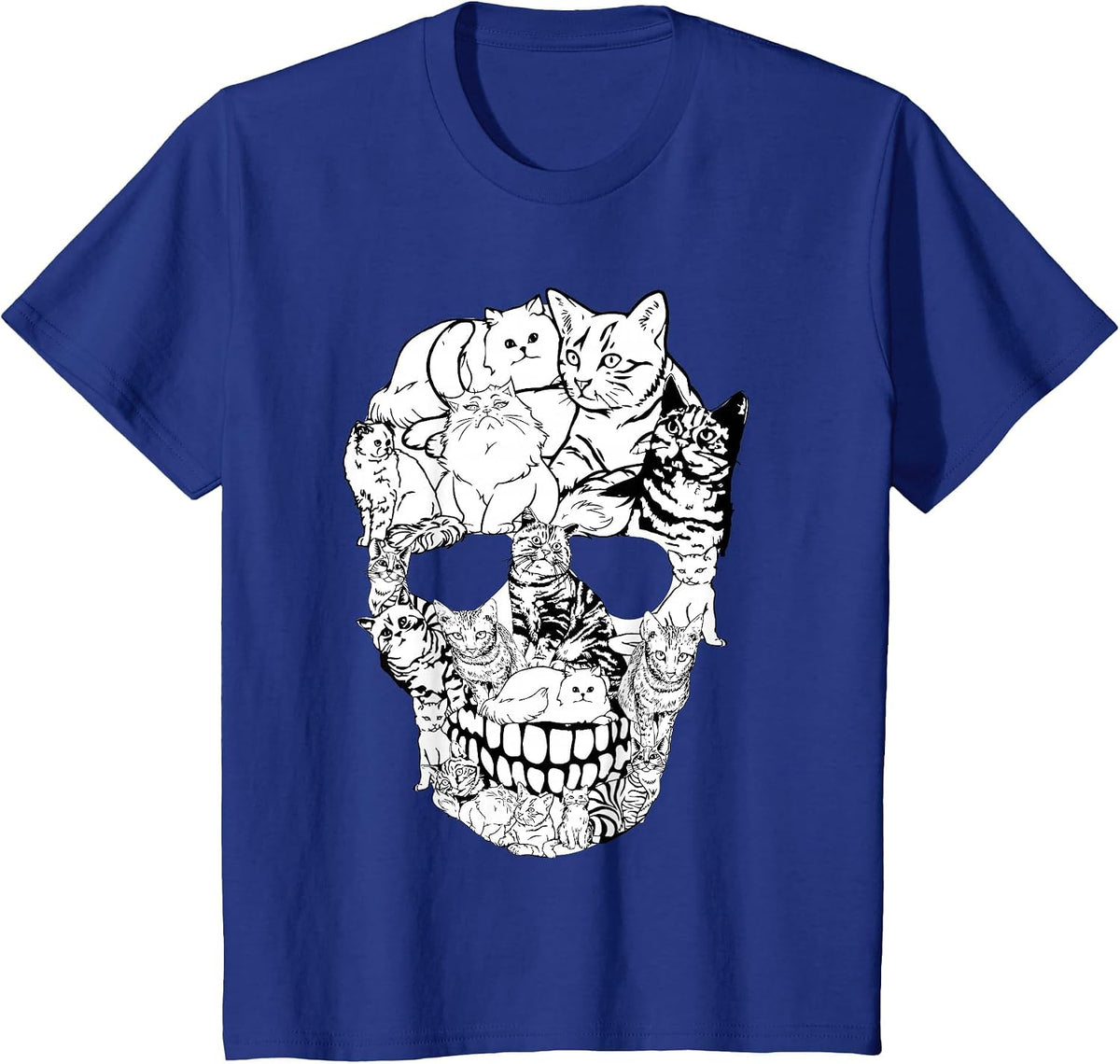 Cat Skull Shirt - Kitty Skeleton Halloween Costume Skull Cat T-Shirt - Royal Blue