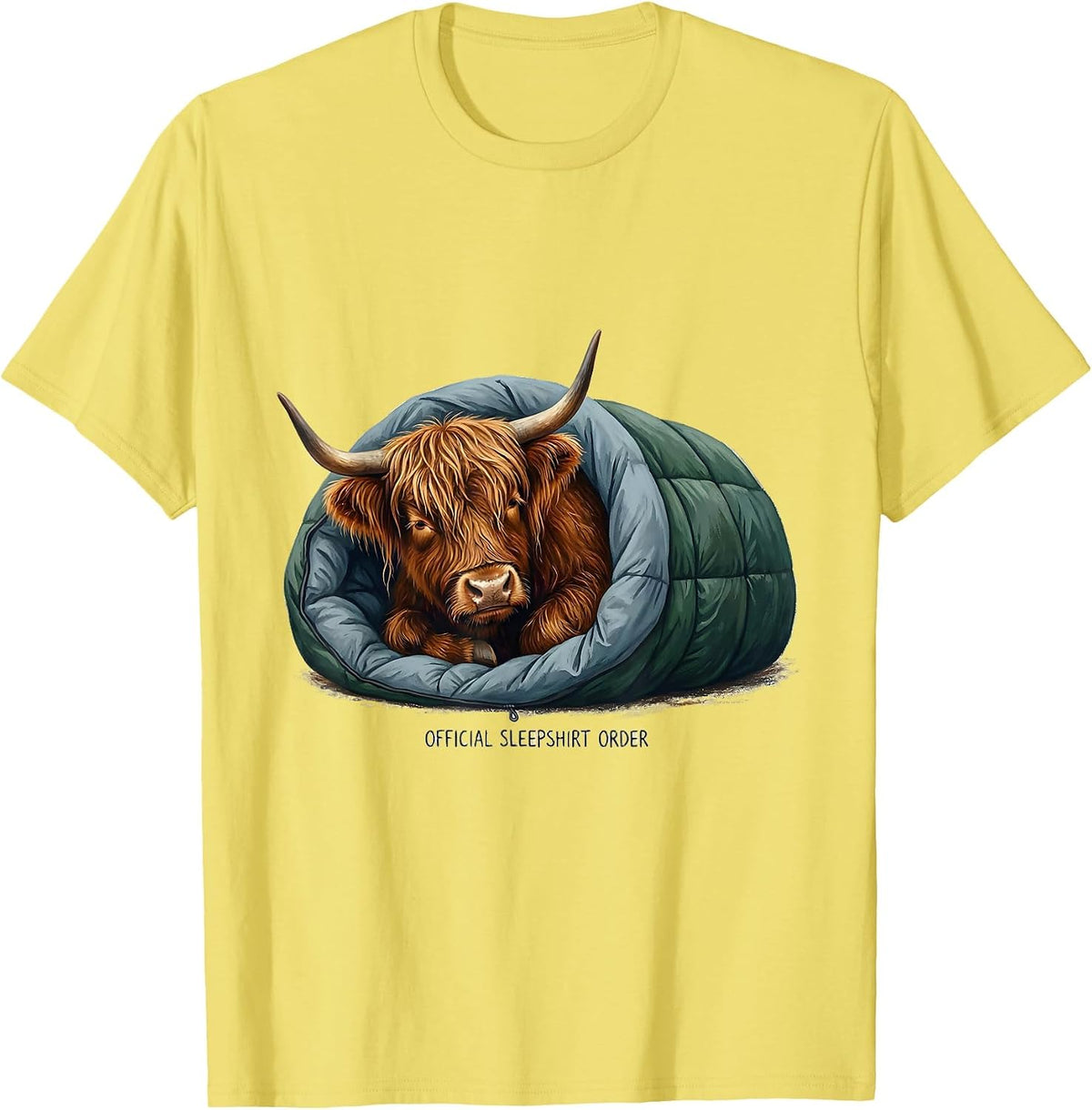 Men's Official Sleepshirt Order Storybook Highland Cow Cozy T-Shirt - Lemon Yellow