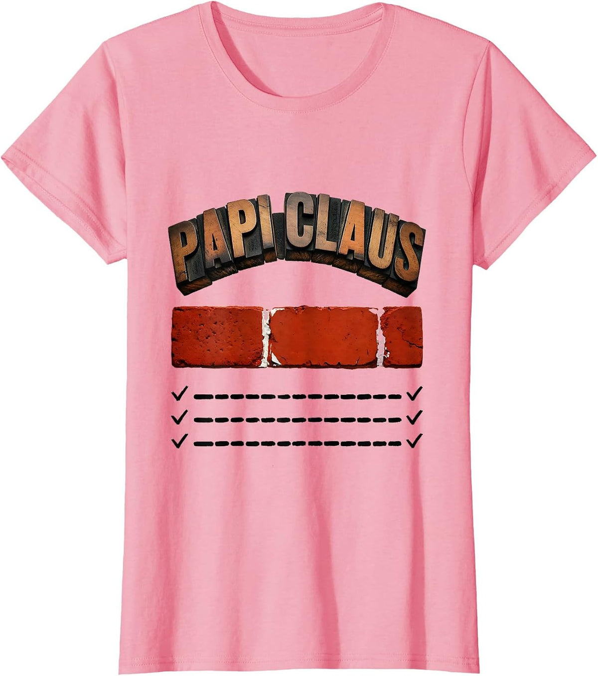 Women's Papi Claus Festive Family Holiday Matching Pajama Role T-Shirt - Pink