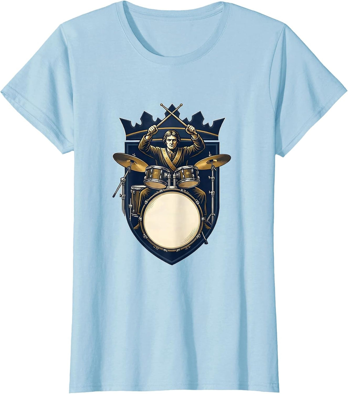 Emblem Drummer Drumline Gift Humor T-Shirt - Baby Blue