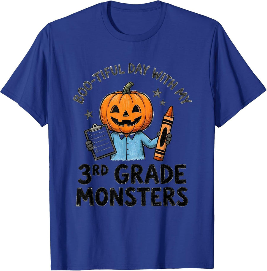Boo-tiful Day With My 3rd Grade Monsters Teacher T-Shirt - Royal Blue