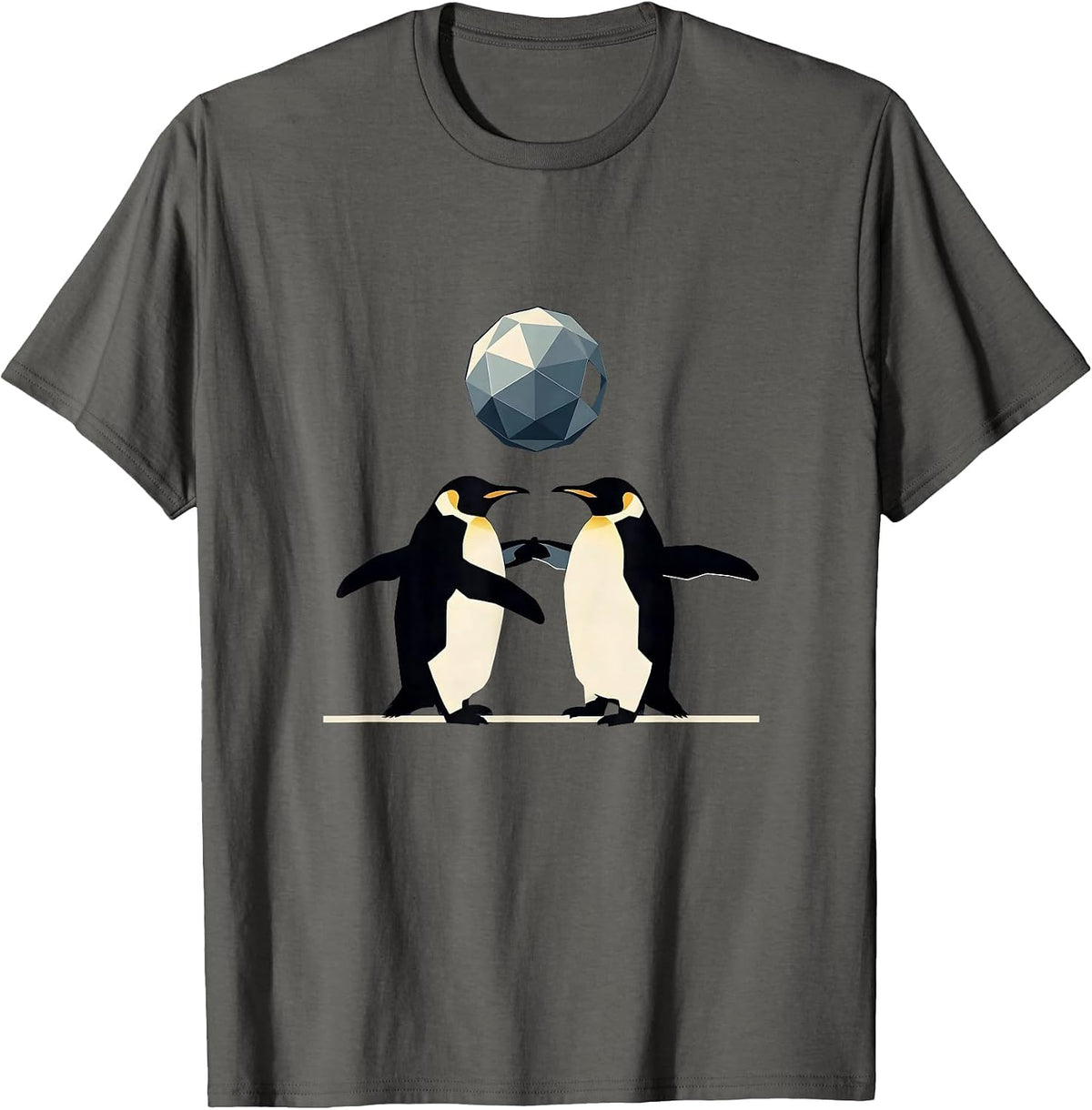 Penguins Slow Dancing Under Disco Ball T-Shirt - Asphalt Grey