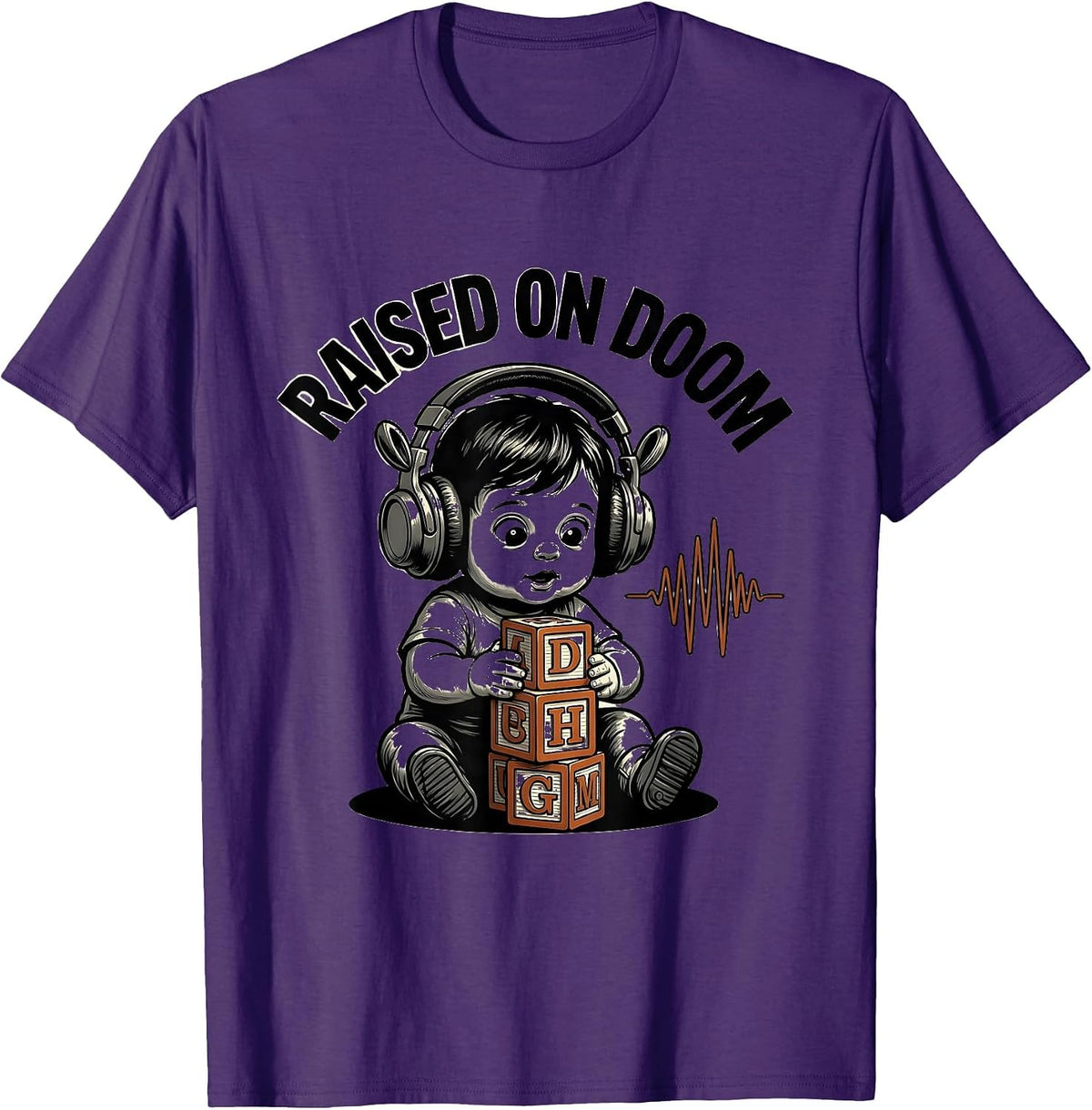 Raised On Doom Funny Heavy Metal Fan Ironic Humor T-Shirt - Purple