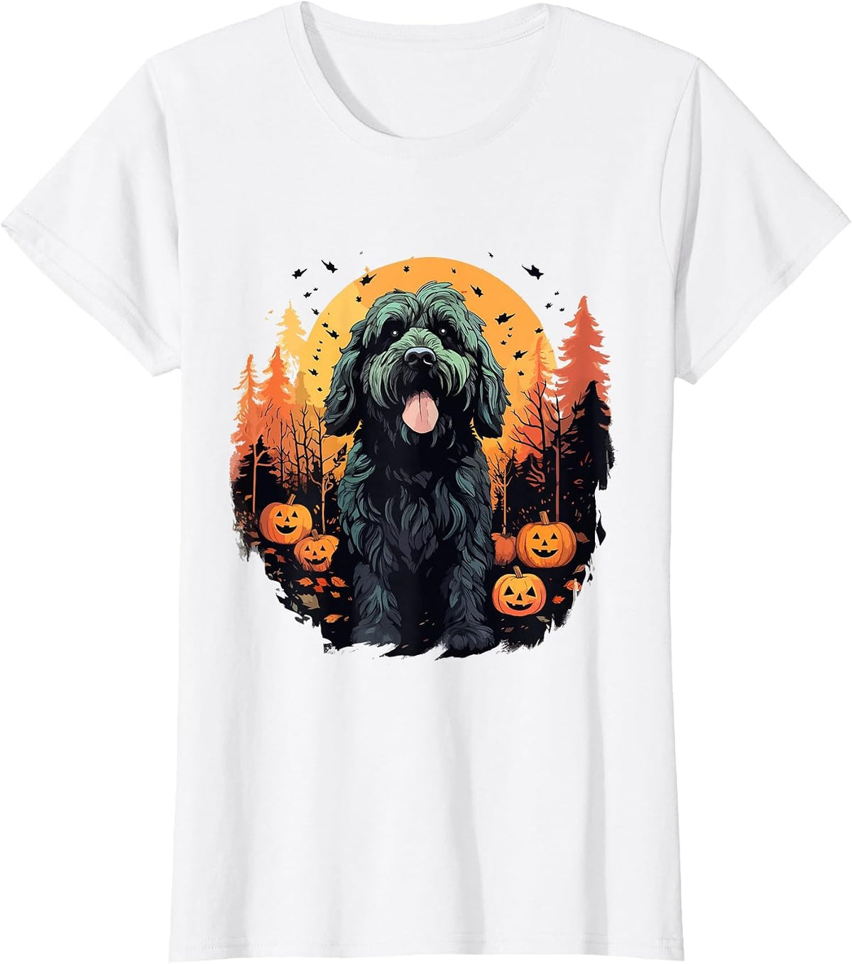Goldendoodle Halloween Cute and Spooky Doodle Dog T-Shirt - White