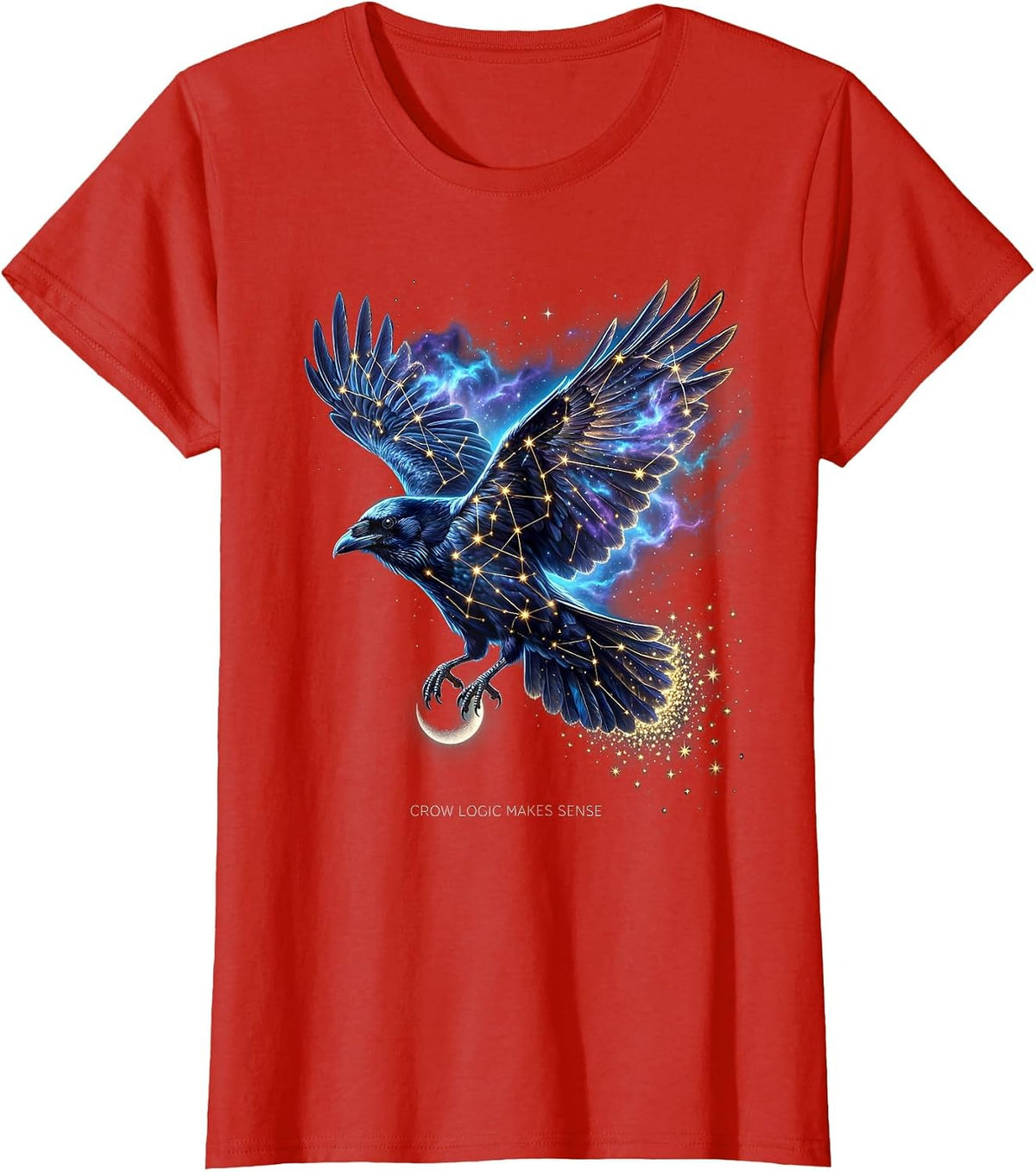 Crow Logic Makes Sense Funny Bird Design T-Shirt - Red