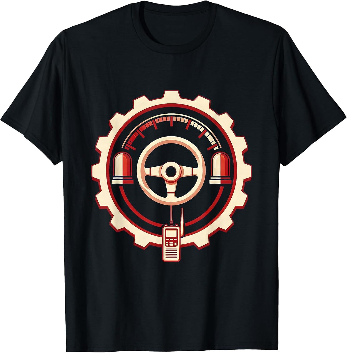 Men's EMT Ambulance Dashboard Emergency Lights Graphic T-Shirt - Black
