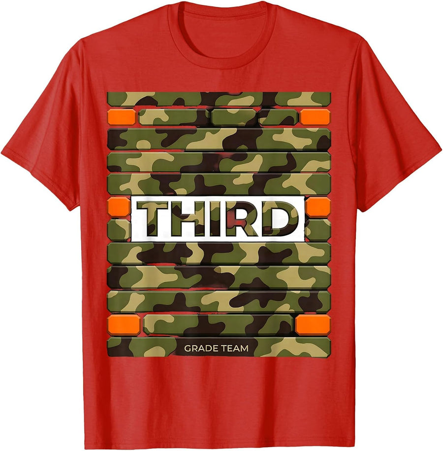 Men's Third Grade Team Camo Teacher Back To School Boys T-Shirt - Red