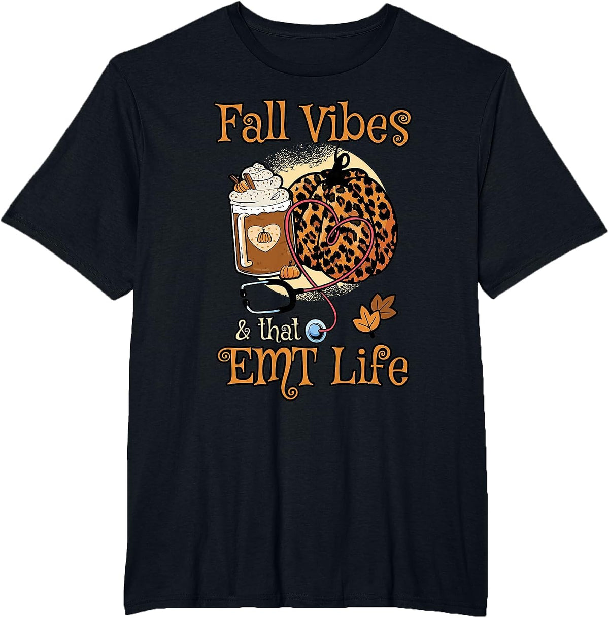 Fall Vibes that EMT Life Paramedic Costume Thin White Line T-Shirt - Black
