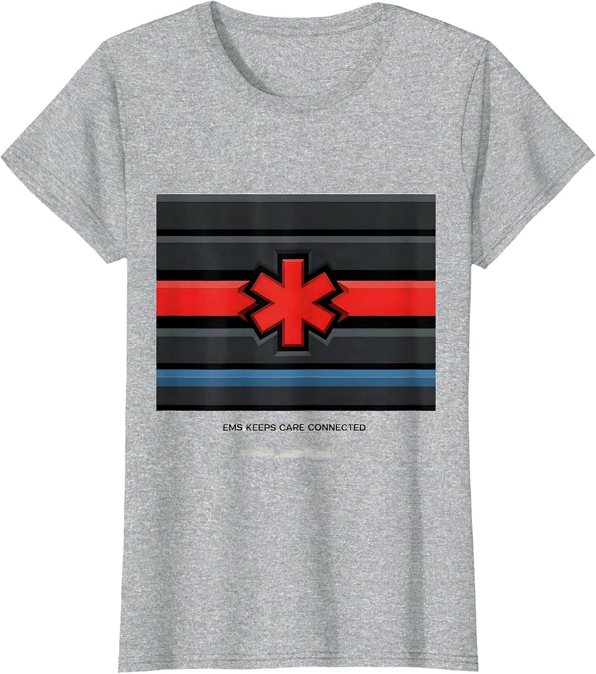 Women's EMS Keeps Care Connected Geometric Tribute First Responder T-Shirt - Heather Grey