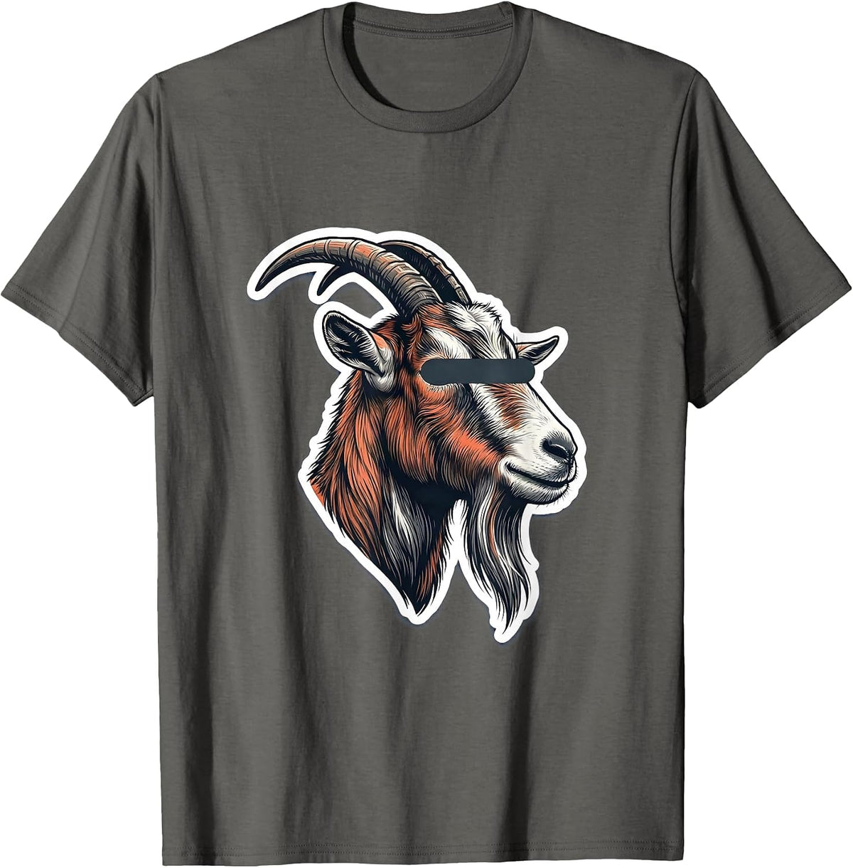 Men's Goat with Sunglasses Novelty Animal Humor T-Shirt - Asphalt Grey