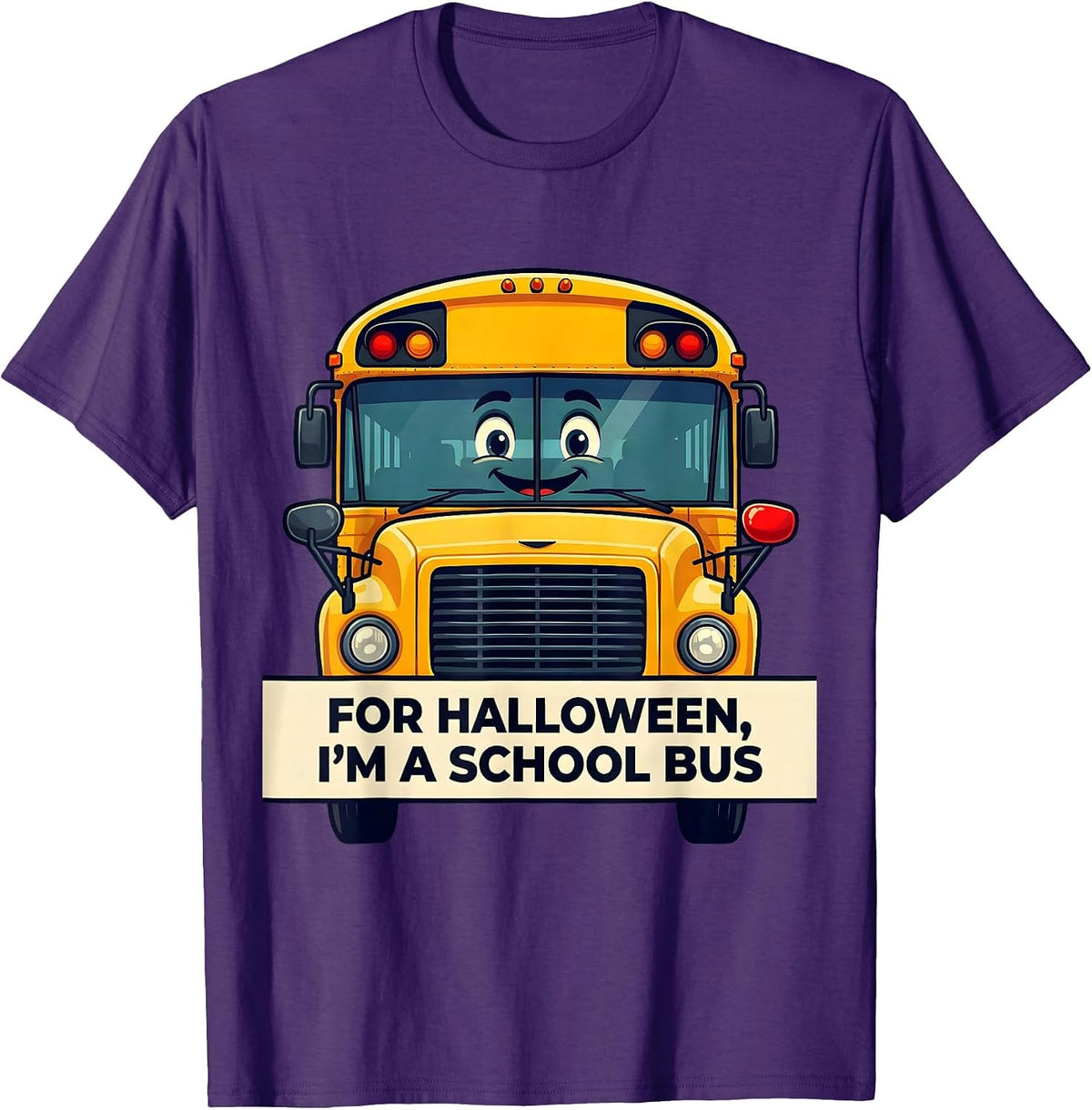 For Halloween, I'm A School Bus Funny School Bus Driver T-Shirt - Purple