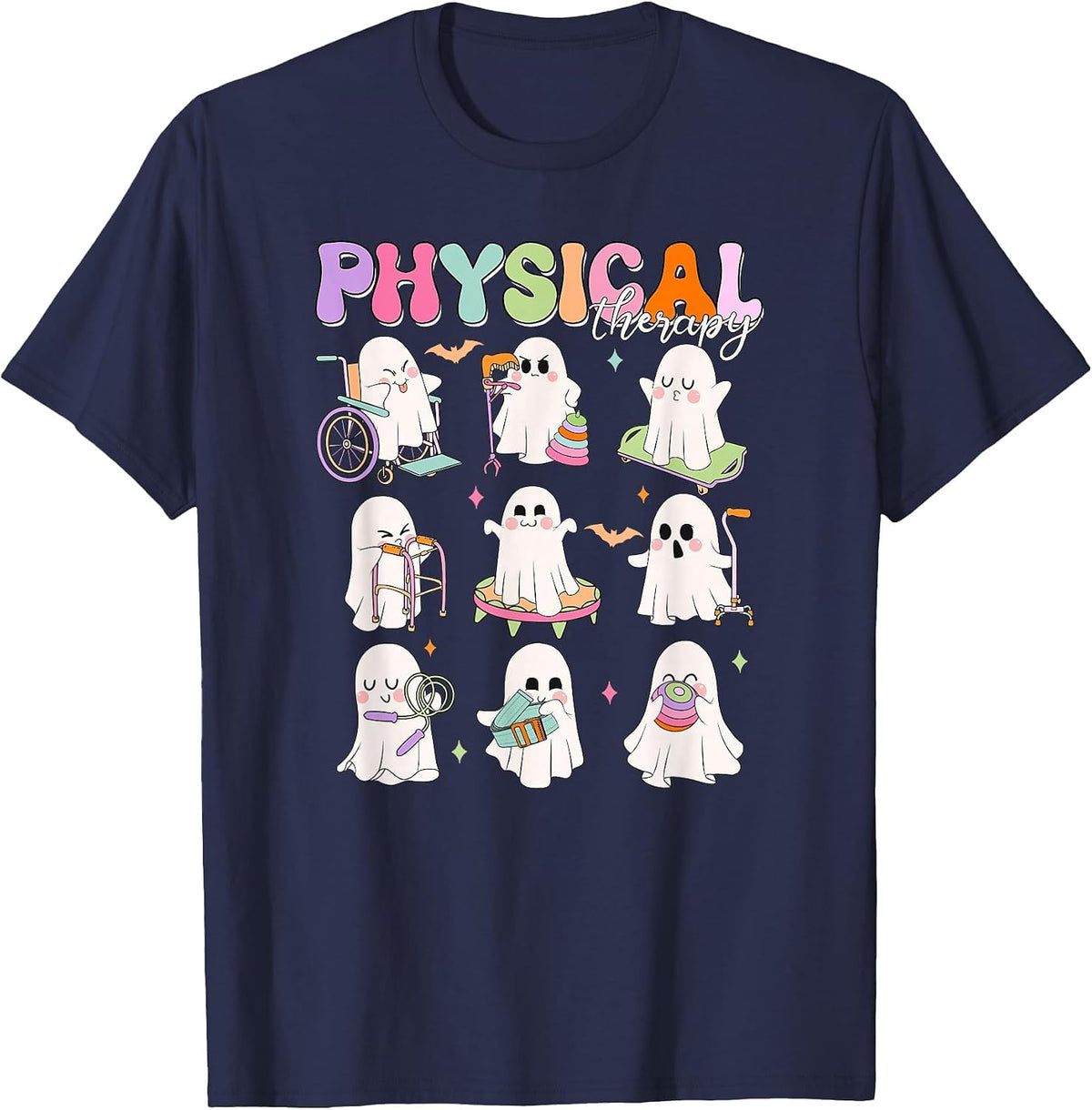 Physical Therapy Halloween Boo Ghost Spooky Season T-Shirt - Navy Blue