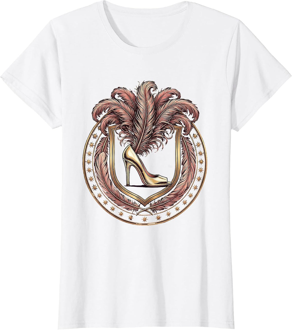 Women's Showgirl Era Marabou Feather Mule Slipper Graphic T-Shirt - White