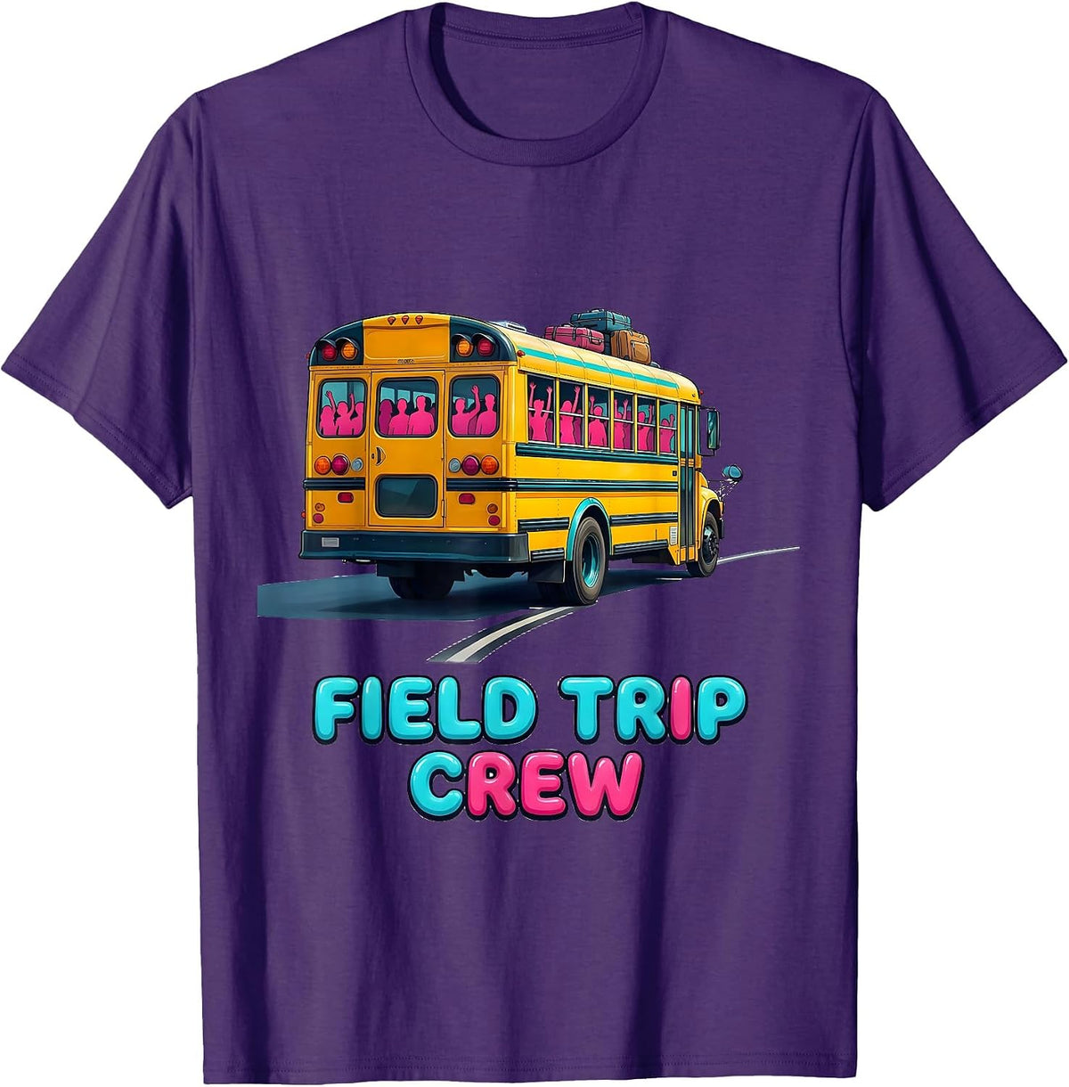 Field Trip Crew Playful School Bus Driver Teacher Humor T-Shirt - Purple