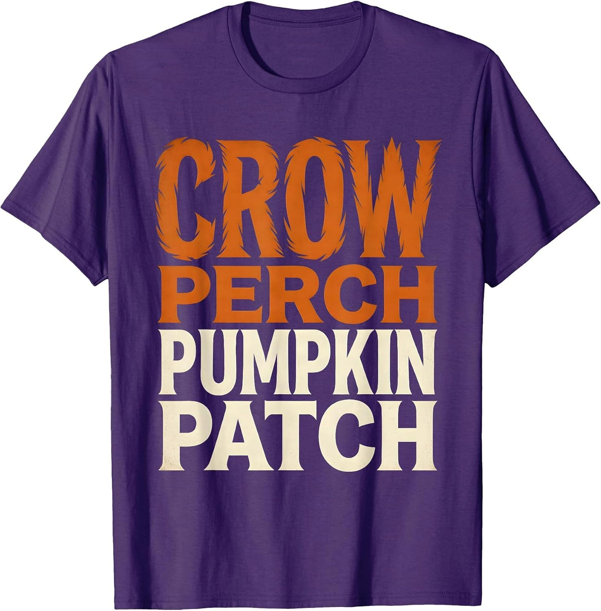 Crow Perch Pumpkin Patch Halloween Design T-Shirt - Purple