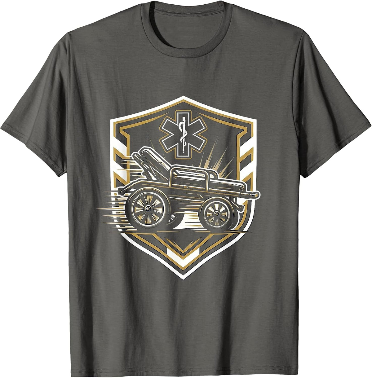 Men's EMT Gurney Rush Hospital Corridor Graphic T-Shirt - Asphalt Grey