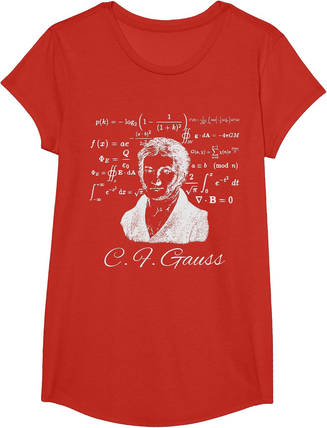 Gauss Math Equation Nerd T-Shirt T-Shirt - Girls Red